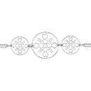 Bracelet Argent 925 Double Chaines 3 Cercles Motif Filigrane