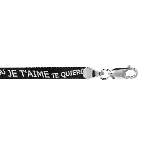 Bracelet Argent 925 Maille Plate Je t'Aime Multi-Langues