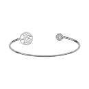 Bracelet Argent 925 Jonc Ouvert Zirconium Serti Clos et Arbre de Vie