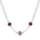 Collier Argent 925 Verre de Murano 3 Boules Violette et Rose