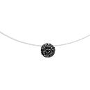 Collier Argent 925 Pendentif Pastille Zirconium Noir Fil Nylon