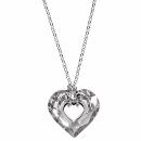 Collier Argent 925 Pendentif Gros Coeur Cristal Gris