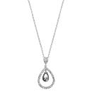 Collier Argent 925 Pendentif Goute Evidée avec Zirconium et Perle d'imitation Grise