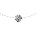 Collier Argent 925 Fil Nylon Pendentif Boule Strass Blanc 7 mm 42 cm