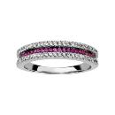 Bague Argent 925 3 Rangs Zirconium Sertis Rouge