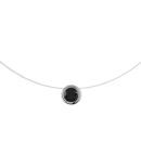 Collier Argent 925 et Zirconium Noir Serti Rond Cable Nylon