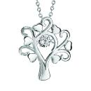 Collier Argent 95 Pendentif Arbre de Vie "Dancing Stone" Zirconium Blanc