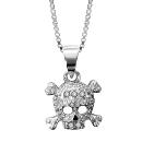 Collier Argent 925 Pendentif Tête de Mort Zirconium Sertis