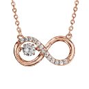 Collier Argent 925 Dorure Rose Infini "Dancing Stone" Zirconium Blanc