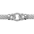 Bracelet Argent 925 Maille Milanaise Motif Boucles Entremêlé avec Zirconium