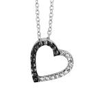 Collier Argent 925 Pendentif  Zirconium Bicolore Coeur Evidé