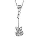 Collier Argent 925 Pendentif Guitare avec Zirconium Sertis