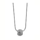 Collier Argent 925 Chaine Tube avec Boule Diamantée Rainurée