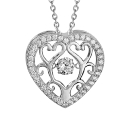 Collier Argent 925 Pendentif Coeur "Dancing Stone" Zirconium Blanc