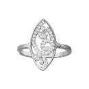 Bague Argent 925 Forme Amande Arabesque avec Zirconium Sertis