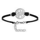 Bracelet Argent 925 Double Cordons Noirs Rondelle Love Evidé