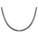 Collier Argent 925 Maille Plate Motif Grec Traitement Noir