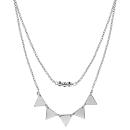 Collier Argent 925 Double Chaînes Pendentif 5 Triangles avec Boules Diamantées